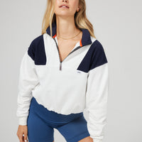 Weekender 1/4 Zip Sweater - White & French Navy
